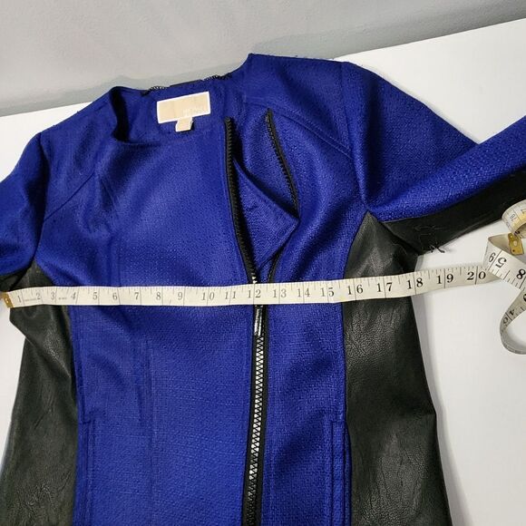 MICHAEL Michael Kors NEW AZURITE Moto Faux Leather Zip Jacket 4 See Photo 4 Wear - Picture 7 of 10
